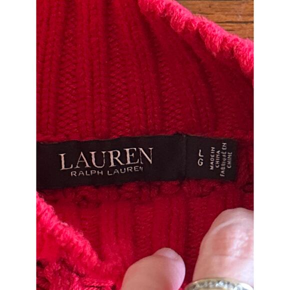 Lauren Ralph Lauren Deep RED Cableknight Sweater - Picture 3 of 6
